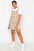 Boohoo Check Eyelet Pinafore Dress