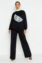 Boohoo Crew Neck Sweat And Wide Leg Tracksuit
