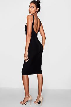 Boohoo Melanie Scoop Neck Midi Dress