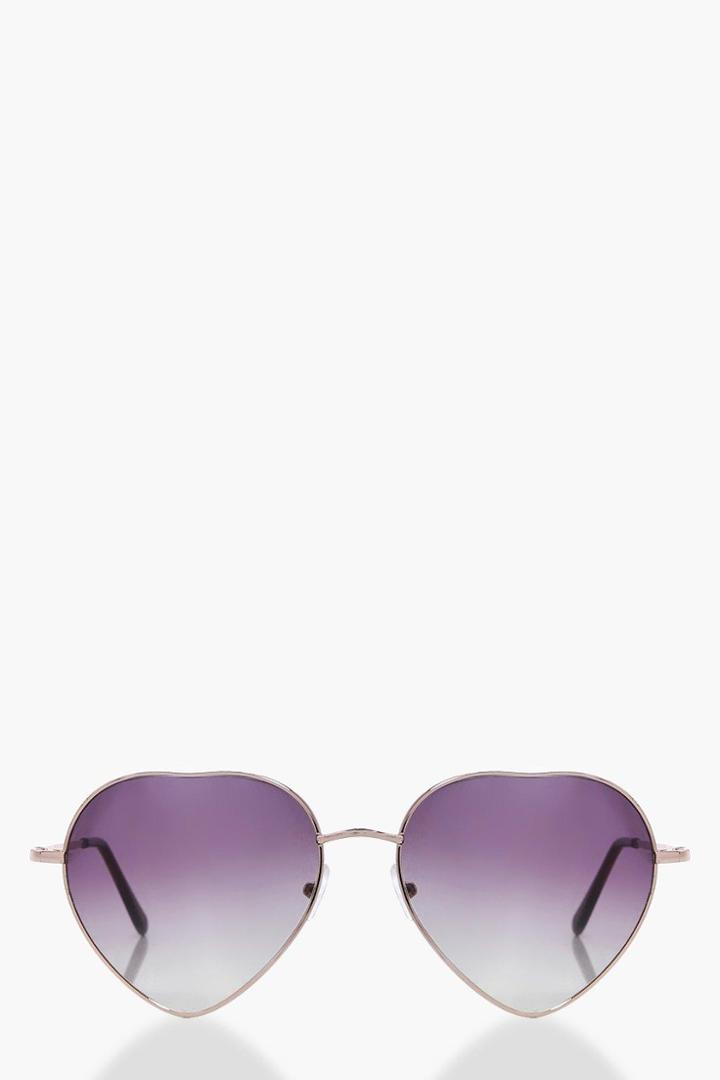 Boohoo Lola Purple Ombre Lense Heart Sunglasses Gold