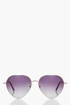 Boohoo Lola Purple Ombre Lense Heart Sunglasses Gold