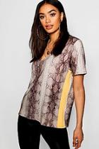 Boohoo Snake Print Side Stripe T-shirt
