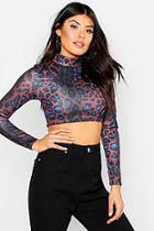 Boohoo Coloured Leopard Print High Neck Top