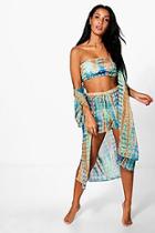 Boohoo Katie Tie Dye Three Piece Beach Co-ord