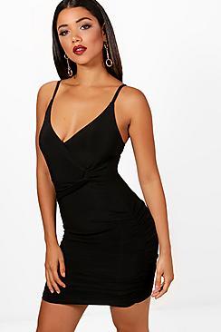 Boohoo Strappy Wrap Detail Bodycon Dress