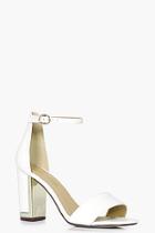 Boohoo Mia Wide Fit Gold Plated Block Two Part Heels