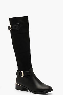 Boohoo Buckle Trim Rider Boots