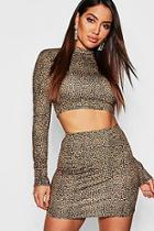Boohoo Leopard Print High Neck Top