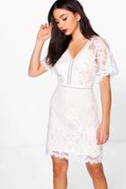 Boohoo Boutique Bea All Over Lace Bodycon Dress Ivory