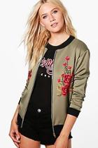 Boohoo Alicia Floral Applique Bomber