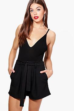 Boohoo Taniya Tie Belt Shorts