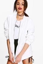 Boohoo Annabelle Parachute Stitch Zip Through Bomber Ivory