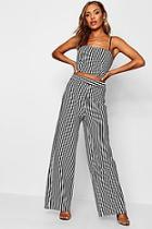 Boohoo Winona Mono Stripe Top & Trouser Co-ord