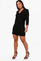Boohoo V Neck Formal 3/4 Sleeve Shift Dress