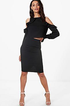 Boohoo Adrienne Midi Skirt With Split