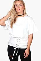 Boohoo Plus Emilie Lace Up Belted Bodice Tee