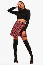 Boohoo Poppy Woven Check Wrap Mini Skirt