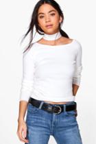 Boohoo Eloise Choker Style Jumper White