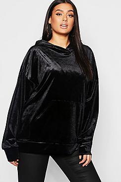 Boohoo Plus Velvet Pocket Oversized Hoody