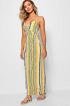 Boohoo Stripe Print Wrap Front Maxi Dress