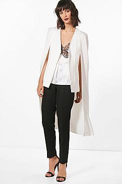 Boohoo Susannah High Low Woven Tailored Cape