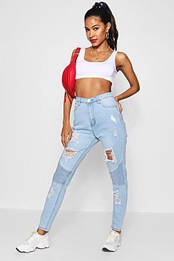 Boohoo Gemma Distressed Biker Skinny Denim Jean