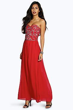 Boohoo Boutique Lily Embellished Chiffon Maxi Dress
