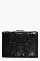 Boohoo Alisha Chainmail Box Clutch Bag Black
