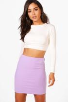Boohoo Isabelle Basic Pastel Scuba Mini Skirt Lilac