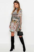 Boohoo Ruched Neck & Waist A-line Dress