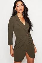 Boohoo Button Detail Pleated Blazer Dress