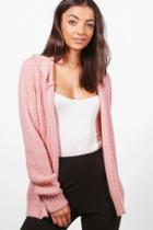 Boohoo Tall Emilia Knitted Hoody Cardigan Blush