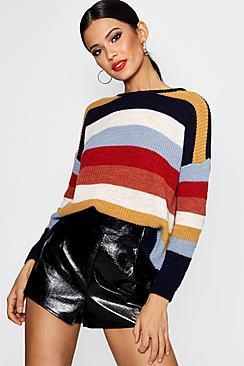 Boohoo Ashleigh Oversized Stripe Slouch Knit Jumper