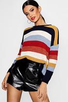 Boohoo Ashleigh Oversized Stripe Slouch Knit Jumper
