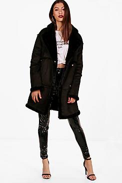 Boohoo Tall Jade Raw Edge Faux Fur Coat