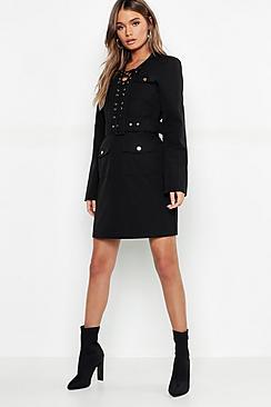 Boohoo Lace Up Front Utility Mini Dress