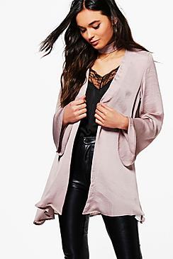 Boohoo Rebecca Satin Kimono With Choker