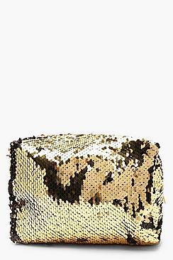 Boohoo Metallic Sequin Make Up Bag