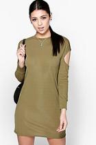 Boohoo Lucy Cold Shoulder Long Sleeve Shift Dress