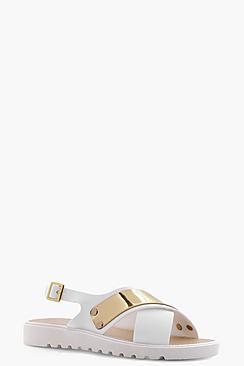 Boohoo Niamh Cross Strap Cleated Sandal