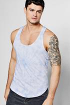 Boohoo Tie Dye Racer Scoop Hem Tank Top Blue