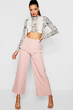 Boohoo Military Pocket Wide Leg Pants