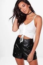 Boohoo Isabelle Ruched Front Rib Basic Crop