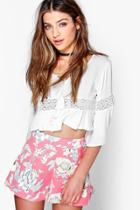 Boohoo Ruth Large Floral Shorts Coral