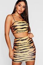 Boohoo Tiger Print Strappy Top + Skirt Co-ord