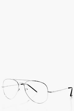 Boohoo Clear Lense Aviator Glasses