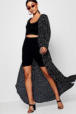 Boohoo Polka Dot Belted Kimono