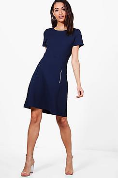 Boohoo Amanda Zip Detail Tailored Dress