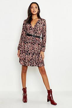 Boohoo Tall Leopard Print Smock Dress