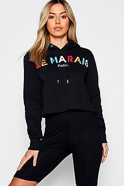 Boohoo Petite Le Marais Slogan Hoody
